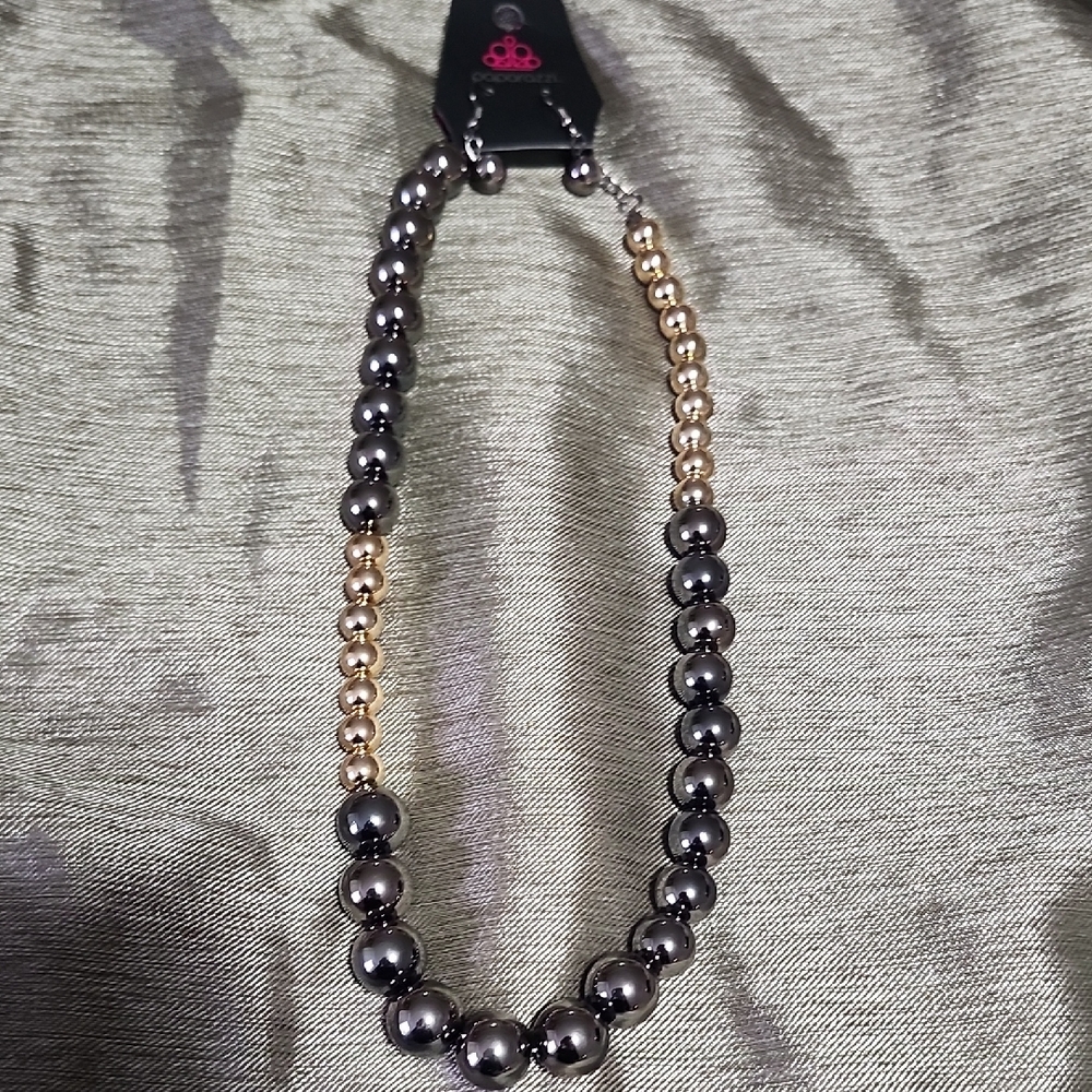 Paparazzi Metallic Beaded Necklace and earrings